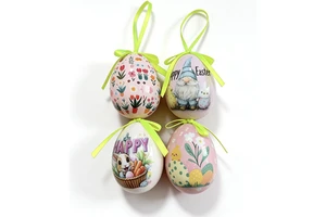 Shunyuan Limited Time Offer Christmas Decorations High Quality Adorable Bunny Print Foam Eggs Green Bow Christmas Gift for Kids