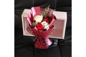 Hot Selling Recommended Mother's Day Teachers' Day Gift Soap Flower LED Handmade Eco-friendly Gift Box Heart Shape for Lovers