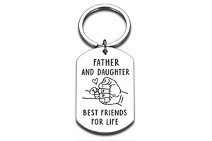 Father Daughter Keychain Dad Fathers Day Christmas Birthday Valentine Day Wedding Gifts Daddy Papa Stepdad Men Him Present
