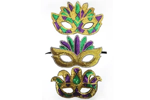 Carnival Half-Face Sequin Three-Color Gold Purple Green Mask Makeup Party Ball Venice Princess Eye Mask