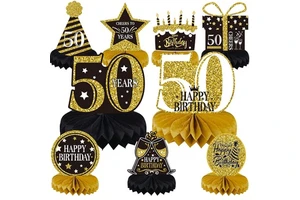 50 Years Birthday Honeycomb Home Centerpiece Decoration for Men and Women for Party Supplies