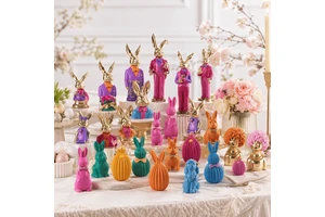 Custom Easter Bunny Decoration Gold Rabbit Figurine Polyresin Tabletop Ornament Gold Easter Bunny Figurine Resin Rabbit Statue