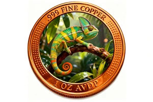 Source Factory Animal Souvenir Coin 999 Fine Copper Outer Ring in High Relief UV Printed Centerpiece Bison Personalized Print