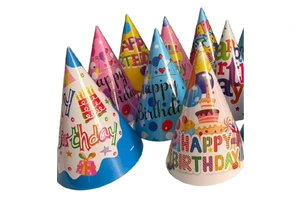 Colorful Happy Birthday Print Cone Party Hats for Kids Adults Photo Booth Props Birthday Party Decorations Supplies Party Favors