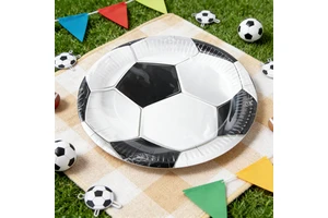616140 Black White Soccer Ball Shaped Paper Plate Football Party Supplies Disposable Tableware Kids Adults Birthday Celebration