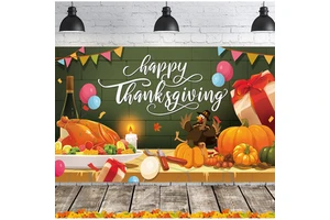 Thanksgiving Autumn Harvest Turkey Festival Decoration Props Banner Background Cloth Celebration Party Photo Curtain