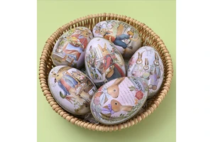 Modern Easter Tinplate Iron Decorative Supplies Egg Color Rabbit Candy Eggshell Gifts