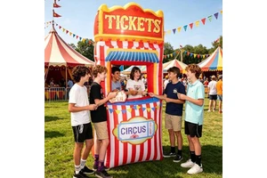 Circus Ticket Inflatable Booth Carnival Entrance Arch Inflatable Decoration for Event Party Festival Carnival Game Rental