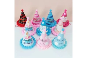 Birthday Party Supplies Kids Birthday Paper Cone Hat With Pom Poms for Kids Birthday Party Decoration Baby Shower Hats Decor