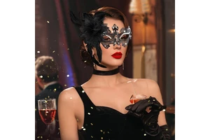 Carnival Masquerade Metal Mask Costume Ball Holiday Party Half-Face Rhinestone-Encrusted Hollowed-Out One Size Attire