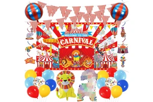 Carnival Circus Theme Party Hanging Pennant Banners Poster Streamers Foil Balloons Toy Gift Helium Latex Confetti Balloons Decor