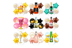 5pcs/set Beer Cup Foil Balloons Happy Birthday Party Decorations Adult Balls Cheering Cup Champagne Whiskey Bottle air Globos