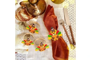 Thanksgiving Napkins Orange Turkey Pumpkin Napkins Animal Mouth Cloth Rings Alloy Wholesale Napkins Ring Decorations