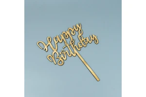 Bamboo Happy Birthday Cake Toppers for Cupcakes-Cake Decoration Cupcake Decorating Supplies Children's Party Accessories
