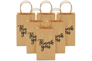 KM Customized Kraft Strong Paper Gift Bags for Thanksgiving Holiday Supplies Saying 'Thank You'