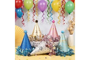 Hot Sale Colorful Metallic Glitter Birthday Kids Adult Party Triangle Hat with Star Trim Party Decor Supplies