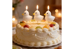 Funny White Chick Shaped Birthday Candles Animal Theme Party Decoration Supplies for Kids Celebration