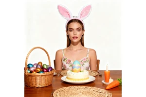 PESENAR Easter holiday outfit Single piece Easter Outfit Headband Easter rabbit Ear Headband Hair band suitable for Easter