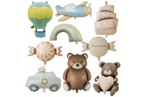 Matte Foil Balloons Cartoon Bear Retro Car Rainbow Helium Balloons for Children's Birthday Party Decorate Candy Hot Air Balloon