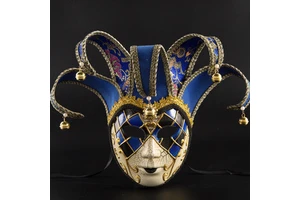 Venetian Clown Full Face Masquerade Masks Hand Painted Venetian Masquerade Wall Mask Carnival Cosplay Jester Mask