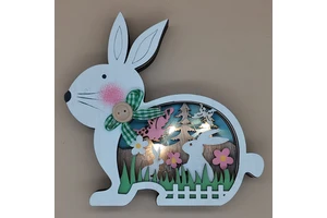New Product Hot Sale Easter Wooden Egg Rabbit Led Ornament Creative Easter Decorative Wooden