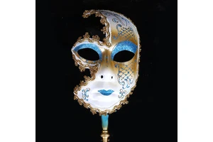 Venetian Masquerade Mask with Stick for Women Halloween Party Italian Carnival Style Ball Performance Mask for Festive Events