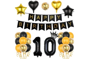 16 Years Old 21 50 60 Black Gold Birthday Balloon Set Adult Ceremony Party Decoration