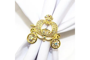 Wholesale of hotel tableware, golden pumpkin cart, napkin buckle, Thanksgiving ring and diamond-encrusted