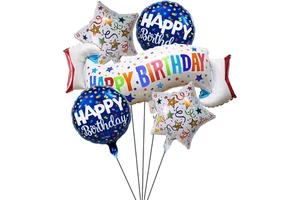New Blue Birthday Aluminum Film Balloon Set 5-piece Banner Children's Year End Party Set Atmosphere Decoration