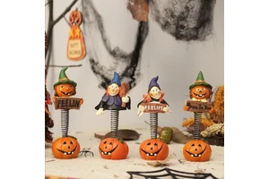 New Product-Modern Halloween Decorations-Pumpkin Witch Spring Pendulum Piece Die Cutting Printing for Tabletop Garden Resin