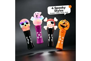 Halloween Gift 4 Styles Ghost Skull Pumpkin Pirate LED Rotating Spinning Light Wand ABS Plastic Kids Party Trick or Treat Toy