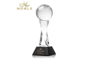 Noble Custom Twisted Column Crystal Tennis Trophy Black Base Custom Engraved Sports Competition Award