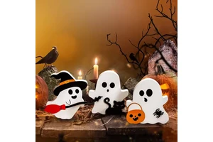 Customizable Halloween Ghost Wooden Decorative Items for Party Table Decorations