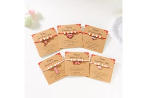 Valentine's Day Heart-shaped Gold Plated Alloy Beaded LOVE Pendant Bracelet-Valentine's Day Gift