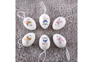 White Silk Screen Printed Plastic Easter Egg Bunny Set Modern Decoration Pendant Party Easter Gifts Decorations Customized Color