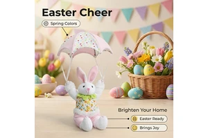 SANWEI Creative Easter Decorations Cartoon Cloth Dolls Parachute Easter Bunny for Easter Arrangement and Gift Box Ornaments