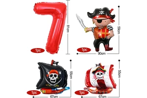 Pirates Birthday Decoration Set Children's 6th Birthday Balloon Different Number for Boy Girl Birthday