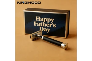 Custom Branding Men Grooming Luxury Wood Handle Chrome Double Edge Safety Razor Gift Set for Fathers Day