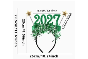 Green New Year's Headband Hot Selling New 2027 New Year's Meeting Creative Photo Props New Year's Eve Event Digital Headband