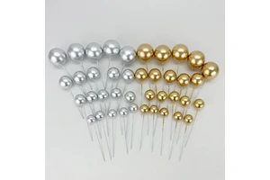 Gold Silver Disposable Foam Cake Decorative Balls Colorful for Birthday Christmas New Year Easter & Graduation Party Decorations