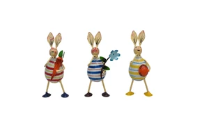 Handmade Modern Iron Easter Rabbits Set of 3 Figurines Home Decor for All Occasions-High Quality Environment-Friendly