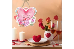 Modern Valentine's Day Decoration Props Door Hanging Flower Wreath Pendants Party Supplies