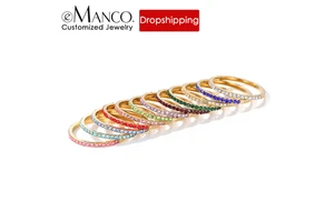 eManco Exquisite Gorgeous Birthstone Multi-Color Crystal Rings Stainless Steel PVD for Women Daily Party Festival Jewelry