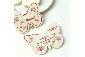 Eco-Friendly Custom Die Cut Plantable Seed Paper Wedding Invitation 100% Biodegradable Wedding Thank You Cards For Guests Favors