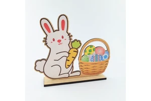 Easter Wooden Craft Easter Bunny and Egg With Basket Custom Wood Crafts Easter Decoration for Holiday