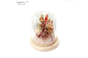 Hot Sell Decorative Preserved Flowers Natural Real Dried Flowers in Glass for Valentine's Day Christmas Gifts
