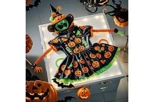 Funny Pumpkin Ghost Halloween Party Costume Kids Zombie Costume with LED for Adults Kids
