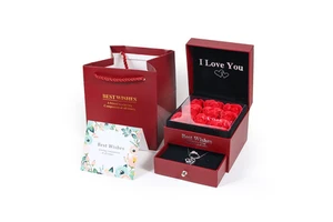 Hot Selling Lipstick Necklace Rose Soap Flower Valentine Gift Box With Cards Birthday Day Mother's Day Gifts