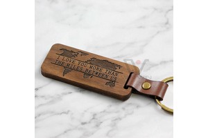 Promotional Father's/Mother's Day Gift Wood Key Chain I Love You Forever PU Leather Car Keychain Personalized With Logo