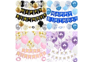 Happy Birthday Latex Sequin Silk Screen Printed Adult Party Decoration Background Cross-Border Hot Selling Combo Package